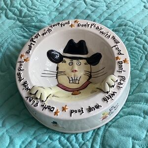 VINTAGE ‘DON’T PLAY WITH YOUR FOOD’ CERAMIC 3-D DOG BOWL